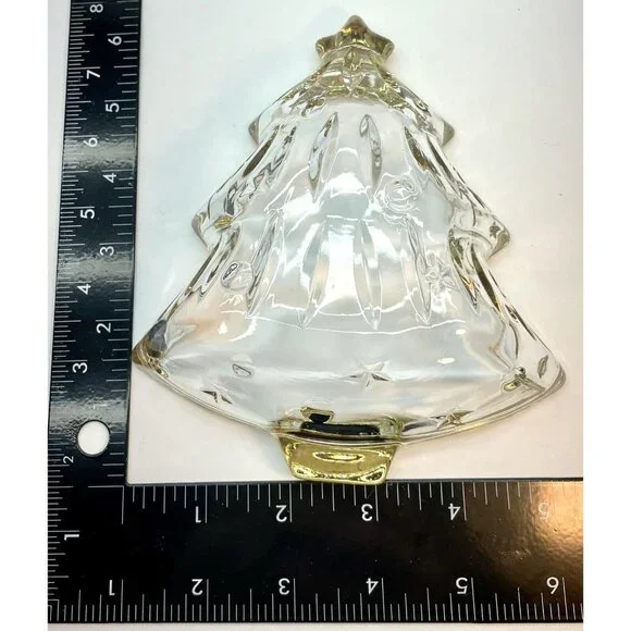 Vintage Mikasa Crystal Dish Christmas Tree With Star Gold Trim 6" Japan - Picture 7 of 10